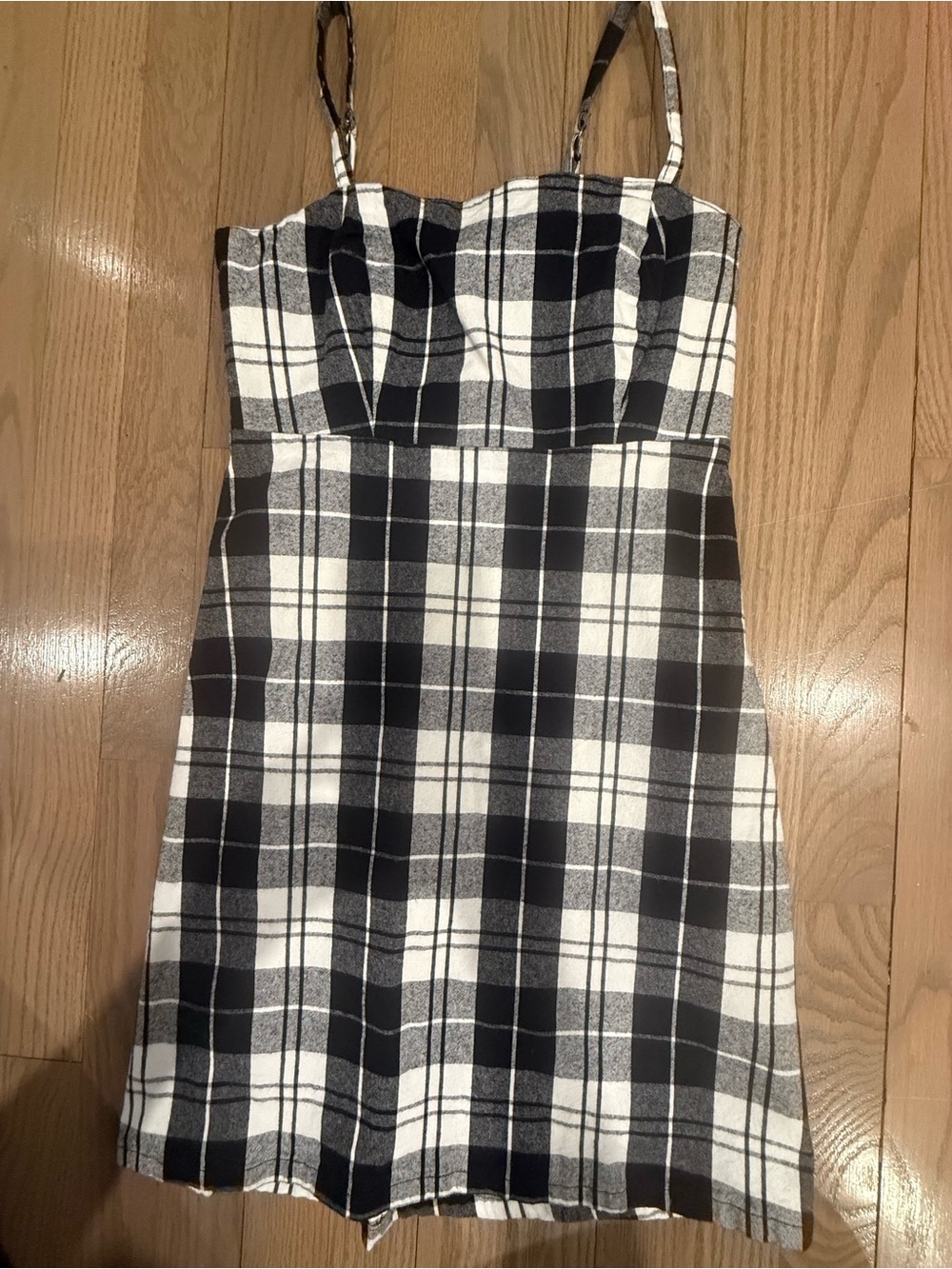 Hollister Black and White Plaid Strappy Mini Dress
